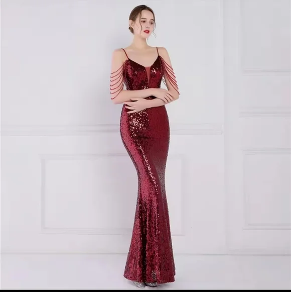 wine backless dress Lorena Maxi Dress